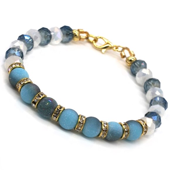 Bracelet with matte texture beads and lobster clasp. - Picture 1 of 2